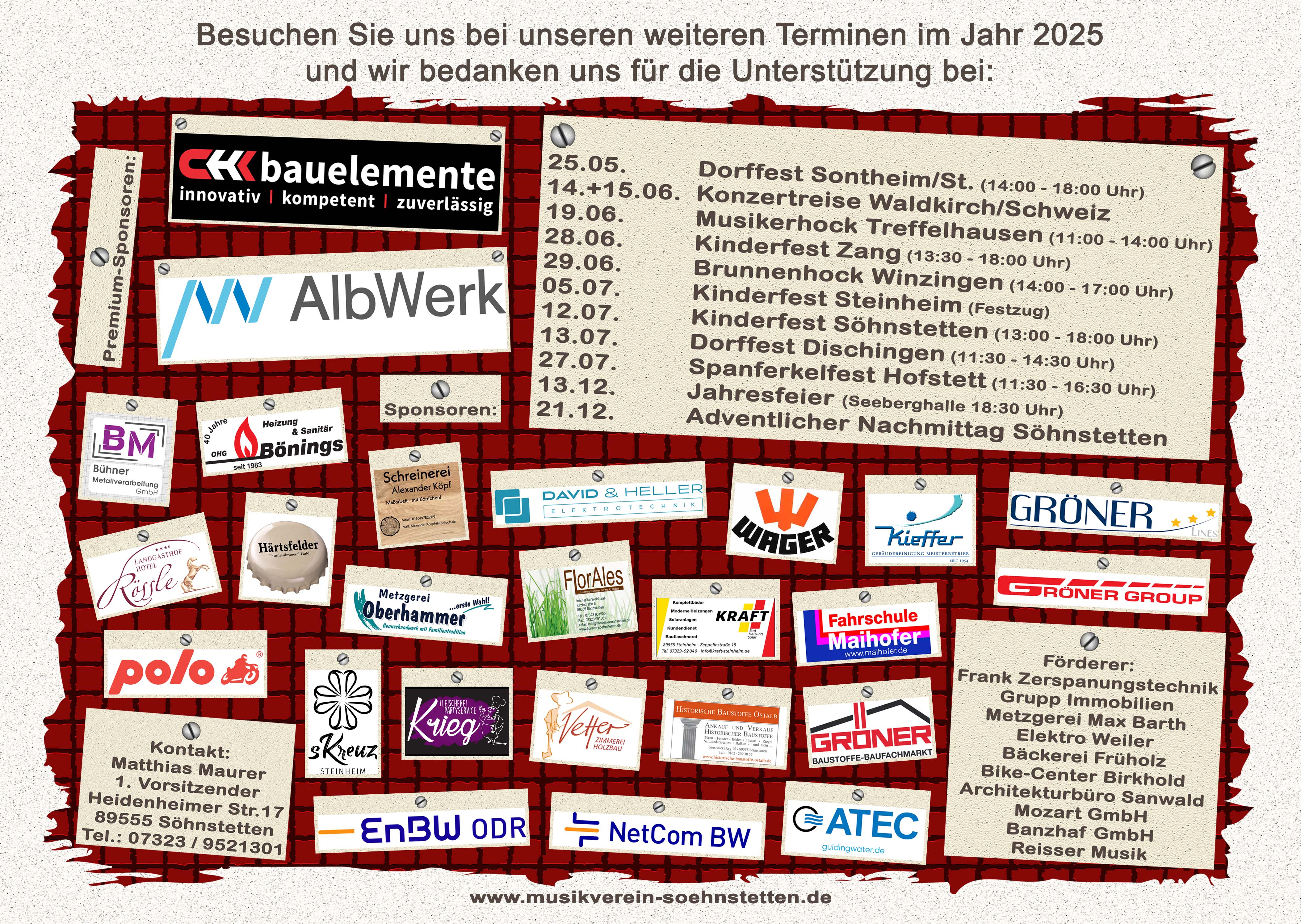 Terminliste des Musikvereins Söhnstetten